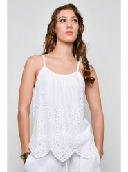 Tarifa Top w kolorze białym rozmiar: L. Białe topy damskie Tarifa, l, bez wzorów, z bawełny, z asymetrycznym kołnierzem. Za 100.99 zł.