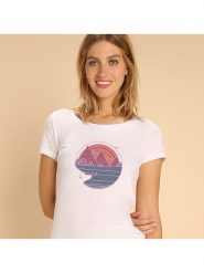 WOOOP Koszulka "The mountains are calling" w kolorze białym rozmiar: L. Białe bluzki damskie Wooop, l, bez wzorów, z bawełny, bez kołnierzyka, bez ramiączek. Za 74.63 zł.