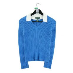 Second life - Damski niebieski sweter - Stan bardzo dobry. Niebieskie swetry klasyczne damskie Ralph Lauren, bez kołnierzyka. Za 114.98 zł.