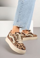 Panterkowe Sneakersy Kultowe Tenisówki na Grubej Podeszwie Nurisora. Trampki i tenisówki damskie Renee, bez wzorów, z jeansu. Za 79.99 zł.