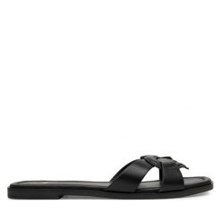 Klapki LOVE MOSCHINO. Czarne klapki damskie Love Moschino, bez wzorów, bez obcasa. Za 459.99 zł.