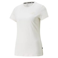 T-shirt z krótkim rękawem damski Puma ESS+ EMBROIDERY. Białe t-shirty damskie Puma, l, bez wzorów, bez kołnierzyka. Za 75.00 zł.