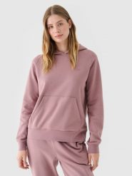 4F Bluza dresowa nierozpinana z kapturem damska - różowa XXL. Czerwone bluzy z kapturem damskie 4f, xs, z bawełny. Za 149.99 zł.