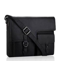 Torba skórzana BETLEWSKI TBS-313 DDDM CZARNY. Czarne torby na laptopa damskie Betlewski, bez wzorów, ze skóry, matowe. Za 399.00 zł.