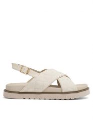 DeeZee Sandały Donna H86009-9 Beżowy. Brązowe sandały damskie DeeZee, bez wzorów, z materiału, bez obcasa, na płaskiej podeszwie. Za 69.99 zł.