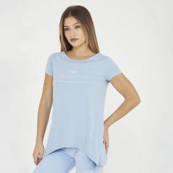 T-shirt gimnastyczny Europa damski jasnoniebieski. Niebieskie t-shirty damskie Legea, bez wzorów, z bawełny, bez kołnierzyka. Za 56.00 zł.