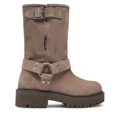 Botki Tommy Jeans. Szare botki damskie Tommy Jeans, z jeansu, bez obcasa, na płaskiej podeszwie, bez zapięcia. Za 759.99 zł.