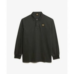 Koszulka polo z długim rękawem i kontrastowymi przeszyciami Superdry. Czarne koszulki polo męskie Superdry., m, bez wzorów, bez ramiączek. Za 327.25 zł.