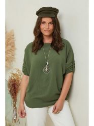 Curvy Lady Bluzka w kolorze khaki rozmiar: 44/46. Brązowe bluzki damskie Curvy Lady, bez wzorów, klasyczne, bez kołnierzyka, bez ramiączek. Za 111.45 zł.