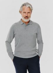 PAKO LORENTE – Szary sweter męski z kołnierzykiem polo. Szare swetry męskie Pako Lorente, na jesień, m, bez wzorów, bez kołnierzyka. Za 149.99 zł.