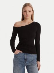 Guess Bluzka W6RP02 KC1J2 Czarny Regular Fit. Czarne bluzki damskie Guess, m, z aplikacjami, z wiskozy, bez ramiączek. Za 299.99 zł.