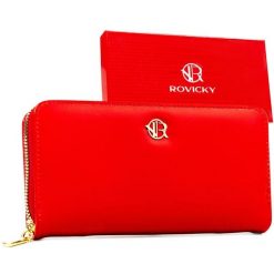 Portfel-piórnik damski wykonany ze skóry ekologicznej w czerwonym kolorze - Rovicky. Czerwone portfele damskie ROVICKY, bez wzorów, ze skóry ekologicznej. Za 45.00 zł.
