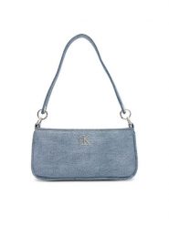 Calvin Klein Torebka Denim Shoulder Pouch W/Strap LV04F3217G Niebieski. Niebieskie torebki klasyczne damskie CALVIN KLEIN, bez wzorów, z denimu, bez dodatków. Za 289.99 zł.