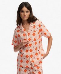 Superdry Koszula Krótki Rękaw Beach z Nadrukiem – Relaxed Fit. Brązowe koszule męskie Superdry., na lato, bez wzorów, z bawełny, bez kołnierzyka, bez ramiączek. Za 234.25 zł.