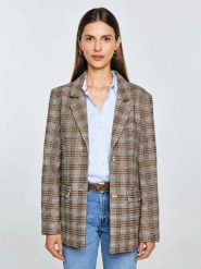 Marynarka damska z dodatkiem wełny w kratę Stilla 000. Białe marynarki i żakiety damskie Big Star, l, bez wzorów, z tkaniny, eleganckie. W wyprzedaży za 299.99 zł.