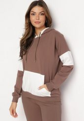 Brązowa Bawełniana Bluza z Kapturem Aneksa. Brązowe bluzy z kapturem damskie Born2be, z bawełny. Za 64.99 zł.