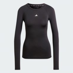 Koszulka TECHFIT Long Sleeve Training. Czarne bluzki sportowe damskie Adidas, m, bez wzorów, z elastanu, bez ramiączek. Za 199.00 zł.