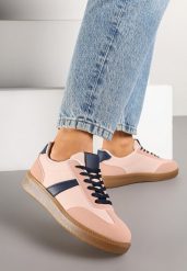 Różowo-Granatowe Sneakersy Tenisówki z Geometrycznym Wzorem Hanivra. Czerwone trampki i tenisówki damskie Renee, bez wzorów, z jeansu. Za 74.99 zł.