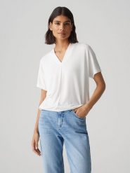 OPUS Koszulka w kolorze białym rozmiar: 44. Białe bluzki damskie Opus, bez wzorów, bez kołnierzyka, bez ramiączek. Za 86.99 zł.
