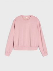 Gładka bluza z długim rękawem soft touch - różowy. Czerwone bluzy bez kaptura damskie Sinsay, l. Za 49.99 zł.