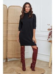 So Cachemire Sukienka dzianinowa "Major" w kolorze czarnym rozmiar: XL. Czarne sukienki damskie So Cachemire, na co dzień, xl, bez wzorów, z dzianiny, bez kołnierzyka, bez ramiączek, midi, proste. Za 200.60 zł.