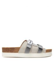 Novesta Klapki Partisan N358001-176768BIA Szary. Szare klapki damskie Novesta, bez wzorów, ze skóry, bez obcasa. Za 489.99 zł.