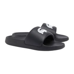 Klapki Lacoste Model Serve Slide 1.0 Kolor Czarny. Czarne klapki i japonki męskie Lacoste, z materiału. Za 205.80 zł.