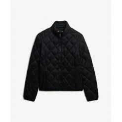 Damska kurtka puchowa Superdry Fuji Lite. Czarne kurtki damskie Superdry., bez wzorów, z puchu, bez kaptura. W wyprzedaży za 421.55 zł.