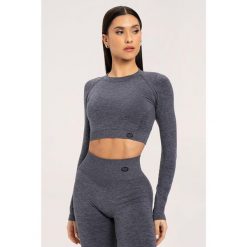 Koszulka fitness damska Gym Glamour z długim rękawem seamless. Zielone bluzki sportowe damskie GYM GLAMOUR, m, bez wzorów, bez ramiączek. Za 149.99 zł.