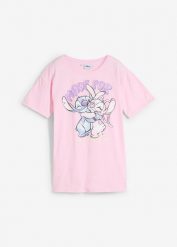 Koszulka Disney Stitch z czystej bawełny. Czerwone koszulki dziewczęce bonprix, bez wzorów, z bawełny, bez ramiączek. Za 74.99 zł.