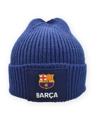 Czapka zimowa FC Barcelona - oficjalna licencjonowana. Niebieskie czapki męskie FC Barcelona, na zimę, bez wzorów, z materiału. Za 99.00 zł.