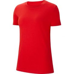 Koszulka treningowa damska Nike Park 20. Czerwone bluzki damskie Nike, l, bez wzorów, sportowe, bez kołnierzyka, bez ramiączek. Za 88.00 zł.