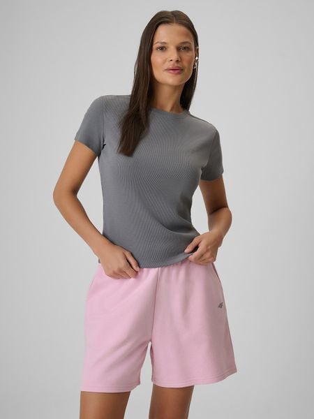 Жіночий T-shirt slim в рубчик - сірий. T-shirty damskie 4f, s, bez wzorów, bez kołnierzyka. Za 579.90 zł.