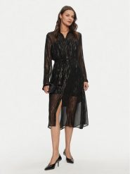 Armani Exchange Sukienka koszulowa 6DYA44 YN2VZ 42AP Czarny Regular Fit. Czarne sukienki damskie Armani Exchange, bez wzorów, z wiskozy, bez kołnierzyka, bez ramiączek, koszulowe. Za 609.99 zł.