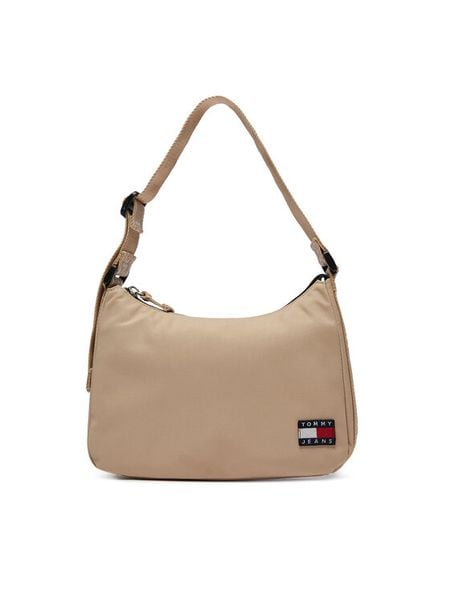 Tommy Jeans Torebka Tjw Ess Daily Shoulder Bag AW0AW16276 Beżowy. Brązowe listonoszki damskie Tommy Jeans, bez wzorów, z jeansu, bez dodatków. Za 199.99 zł.