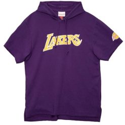 Sweatshirt bluza z krótkim rękawem Los Angeles Lakers. Fioletowe bluzy z kapturem męskie Mitchell & Ness, l, z bawełny. Za 283.00 zł.