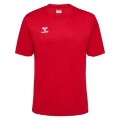 Koszulka Poliestrowa Essential Jersey S/S. Czerwone bluzki damskie HUMMEL, m, bez wzorów, z jersey, sportowe, bez kołnierzyka, bez ramiączek. Za 117.00 zł.