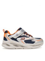 Skechers Sneakersy Meteor-Lights - Glow-Strider 401497L/SLOR Srebrny. Szare trampki i tenisówki chłopięce Skechers, bez wzorów, ze skóry, bez zapięcia. Za 199.99 zł.