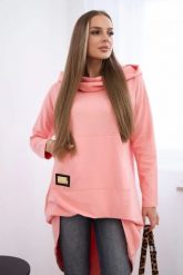 Bluza z długim tyłem i kapturem morelowa. Pomarańczowe bluzy z kapturem damskie KESI, l, z bawełny. Za 229.98 zł.
