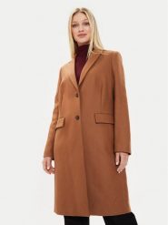 Tommy Hilfiger Płaszcz wełniany WW0WW39753 Brązowy Regular Fit. Brązowe płaszcze damskie Tommy Hilfiger, bez wzorów, z wełny. Za 1,699.00 zł.