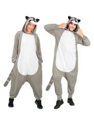 Carnival Party Kombinezon kostiumowy "Raccoon" w kolorze biało-szarym rozmiar: L/XL. Białe kombinezony damskie Carnival Party, l, bez wzorów, bez kołnierzyka, bez ramiączek, krótkie. Za 139.54 zł.