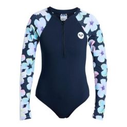Jednoczęściowy kostium kąpielowy z długim rękawem damski ROXY ACTIVE. Czarne stroje jednoczęściowe damskie Roxy, xl, bez wzorów. Za 389.99 zł.
