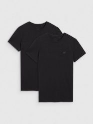 4F T-shirt slim gładki męski (2-pack) - czarny L. Czarne t-shirty męskie 4f, l, bez wzorów, z bawełny, bez kołnierzyka. Za 99.99 zł.