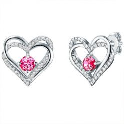 Rafaela Donata Kolczyki sztyfty z kryształkami Swa Serce srebro wysokiej próby zdobiony kryształkami Swarovski® srebrny 1 ct Damski. Szare kolczyki damskie Rafaela Donata, z cyrkonią, srebrne, na sztyftcie. Za 278.99 zł.