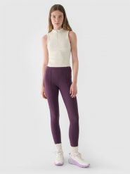 4F Legginsy dzianinowe damskie - fioletowe M. Fioletowe legginsy damskie 4f, m, bez wzorów, z dzianiny. W wyprzedaży za 59.99 zł.