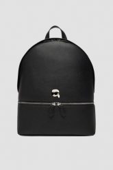 KARL LAGERFELD Czarny męski plecak skórzany Ikon Grainy. Czarne plecaki męskie Karl Lagerfeld, bez wzorów, ze skóry ekologicznej. W wyprzedaży za 719.99 zł.