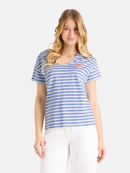 LIEBLINGSSTÜCK Koszulka w kolorze biało-niebieskim rozmiar: 3XL. Białe bluzki damskie LIEBLINGSSTÜCK, xl, bez wzorów, z bawełny, bez kołnierzyka, bez ramiączek. Za 184.95 zł.
