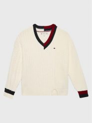 Tommy Hilfiger Sweter KG0KG06903 Écru Oversize. Swetry dziewczęce Tommy Hilfiger, bez wzorów, z syntetyku, bez kołnierzyka. Za 379.99 zł.
