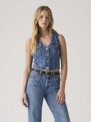 Levi's Kamizelka dżinsowa w kolorze niebieskim rozmiar: XS. Niebieskie kamizelki damskie Levi's, s, z bawełny. Za 91.77 zł.