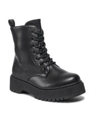 Jenny Fairy Trapery WSD1916-01P Czarny. Czarne trapery damskie Jenny Fairy, ze skóry, bez obcasa. Za 159.99 zł.